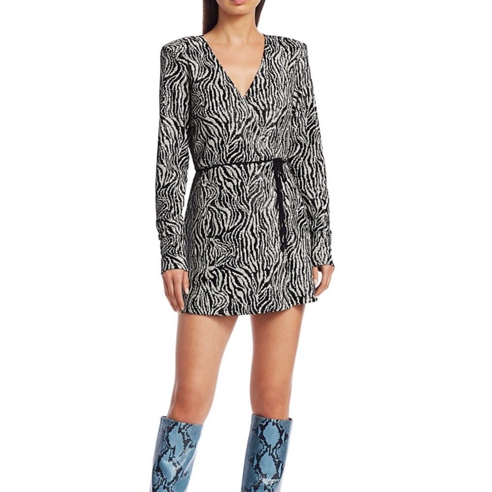 Andamane
Bonnie Sequin Zebra-Print Wrap Dress